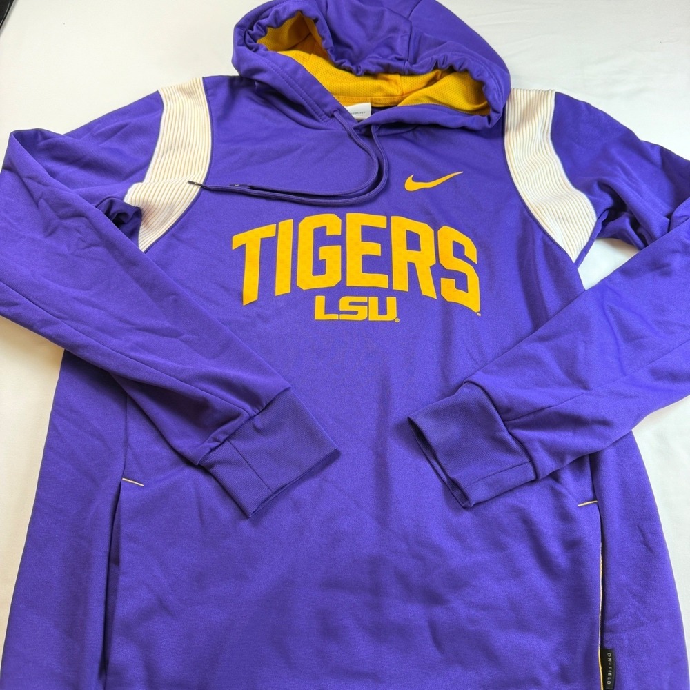 Nike Hoodie Mens M Purple LSU Tigers Game Day Sideline Performance ThermaFit EUC